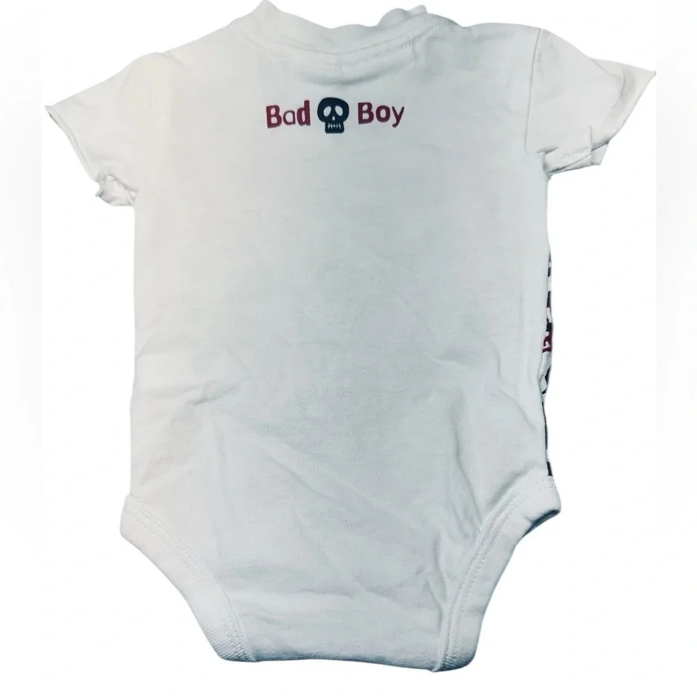 💀 Amy Coe “Bad Boy” Skull Print Baby Bodysuit – Newborn Size 🍼